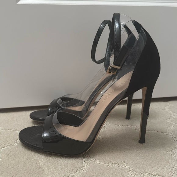 Tamara Mellon Frontline Reptile Leather/Suede/Clear PVC Strap